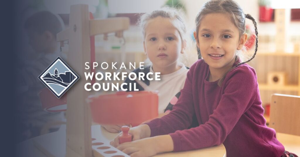 SWC Logo with an Image of a Childcare Facility