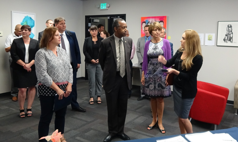 COO Dawn Karber guides partners through a tour of the Resource Center of Spokane County