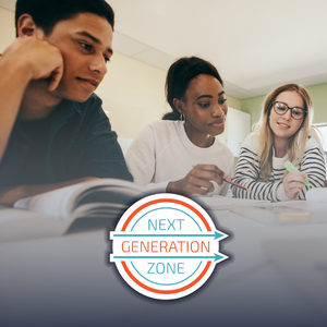 Promo image of young adults studying at the Next Generation Zone