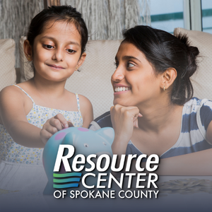 Promo image of a mother guiding her daughter through the financial literacy education learned from the Resource Center of Spokane County
