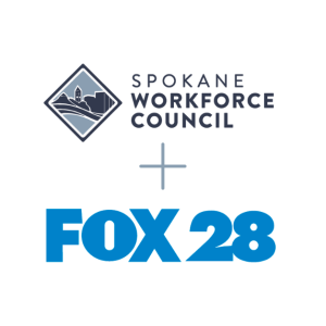 Workforce Wednesday partner logos: SWC and Fox28 Spokane
